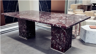 Rosso Levanto Marble Dinning Table