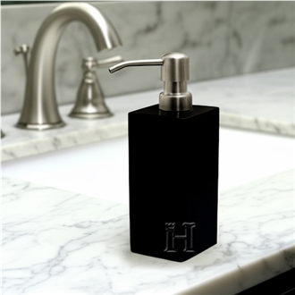 Jet Black Marble Natural Stone Soap Dispenser