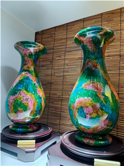Taiwan Picasso Green Jade Seven Color Jade Interior Vase
