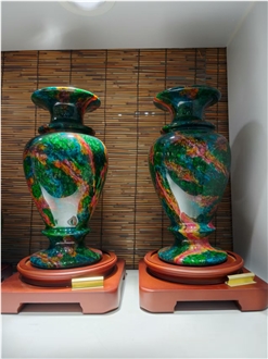 Taiwan Picasso Green-Seven Color Jade Interior Vase