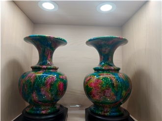 Taiwan Seven-Color Jade Vases