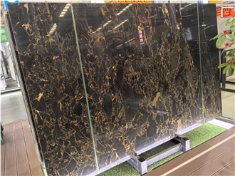 Chinese Golden Portoro Marble Slab Marble Tiles