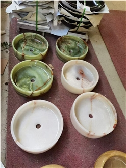 Round Green Onyx Wash Basins For Bathrooms