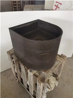 Solid Nero Belgio Limestone Wash Basin For Bathroom