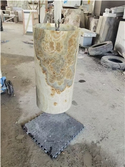 Solid Onyx Pedestal Sink Brown Onyx For Bathrooms