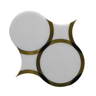 White Marble Waterjet Cut Inlayed Pattern Mosaic Tiles