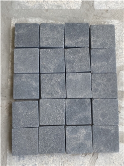 Dark Grey Granite Flamed Cobble Stone For Paving