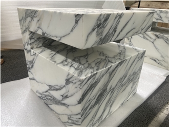 Arabescato White Marble Bedroom Nightstands