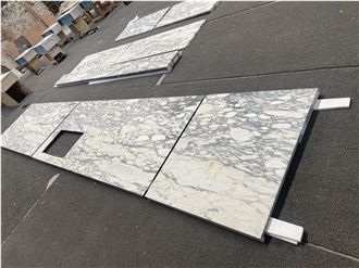 Arabescato White Marble Kitchen Island Countertops