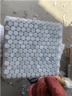 Carrara White Marble Round Chips Mosaic Tiles