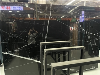 China Nero Marquina Marble Slab Tiles For Decoration