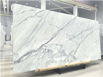 Polished Statuario Carrara White Marble Slabs