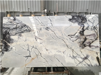 Turkey Milas Lilac White Marble Slab With Purple Veins