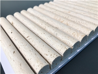 Beige Travertine Flute Mosaic Tiles Home Decoration