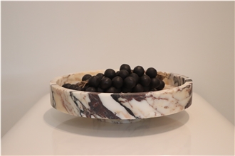 Calacatta Viola Marble Pedestal Bowls  Home Decor Products