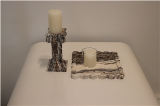 Jurassic Brown Traonyx Scalloped Tray And Candle Holder