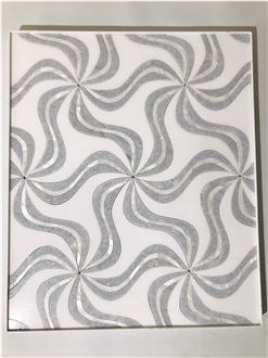 Luxury Windmill Blue Celeste Marble Waterjet Mosaic Tiles