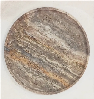 Round Silver Travertine Jewelry Dishes Home Decoration