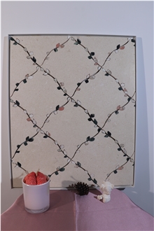 Vine Design Limestone Waterjet Mosaic Indoor Mosaic Tiles