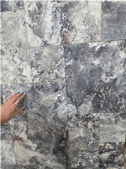 Silver Travertine French Pattern