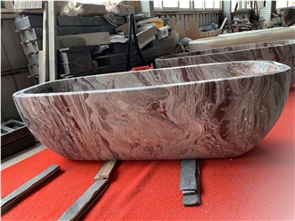 Arabescato Orobico Rosso Marble Bathtub