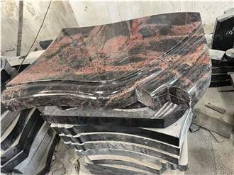 Aurora Granite Polished Headstone Euro Style