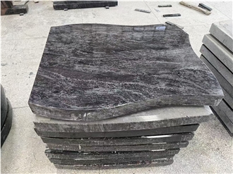 Bahama Blue Granite Engraved Tombstone Euro Style