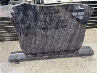 Bahama Blue Granite Gravestone Western Style