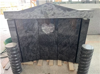 Bahama Blue Granite Gravestone With Top And Pillars