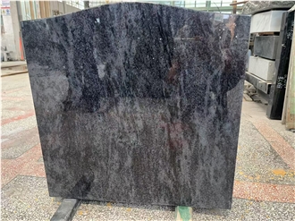 Bahama Blue Granite Serp Top Headstone Western Style