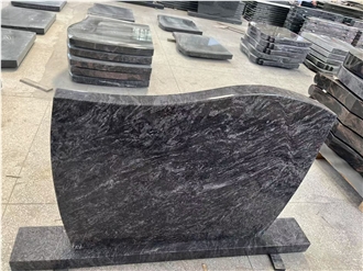 Bahama Blue Granite Upright Headstone Standard Euro Style