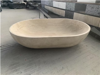 Beige Travertine Bathtub