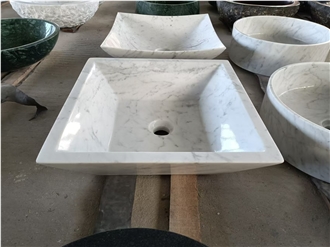 Bianco Carrara Marble Square Wash Basin