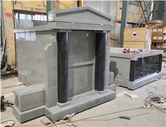 China Grey Granite Upright Double Mausoleum Crypts
