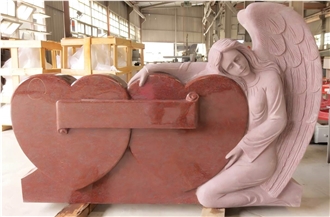 Indian Red Granite Angel Tombstone