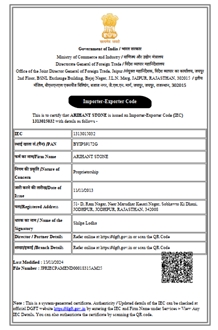 Import Export Licence