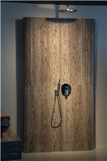 Ada Titanium Travertine Shower Wall
