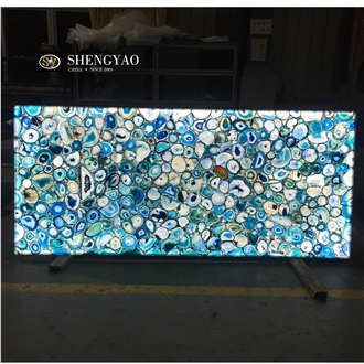 Luxury Backlit Blue Agate Semiprecious Stone Slabs