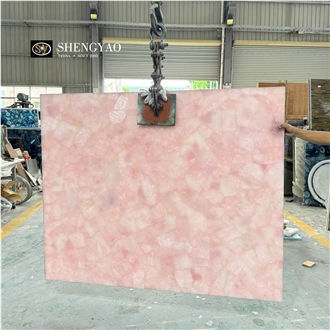 Solid Pink Crystal Rose Quartz Semiprecious Stone Slabs