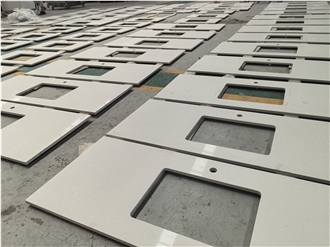 White Engineered Quartz Bathroom Countertops