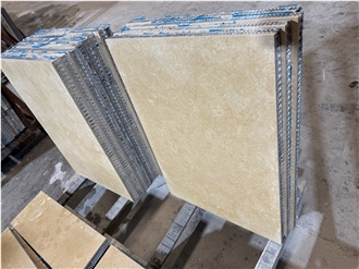 Antique Gold Shell Limestone Honeycomb Backed Panels