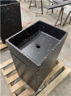 Black Terrazzo Pedestal Basin