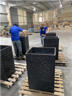 Black Terrazzo Rectangle Column Artificial Stone Basin