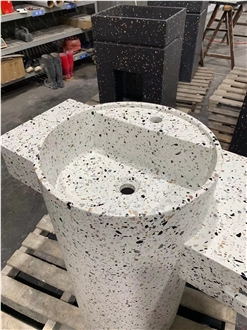 New Style White Terrazzo  Artificial Stone Basin