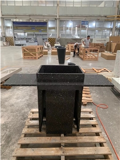 Rectangle Black Terrazzo Artificial Stone Basin