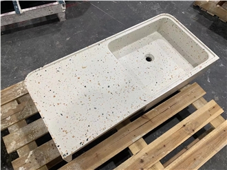Rectangle White Terrazzo Artificial Stone Basin
