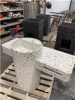 Terrazzo Pedestal Basin With Countertop