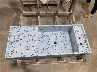 White Terrazzo Stone Bathroom Sinks