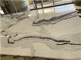 Calacatta Quartz Surfaces Slabs Black And Grey Veins