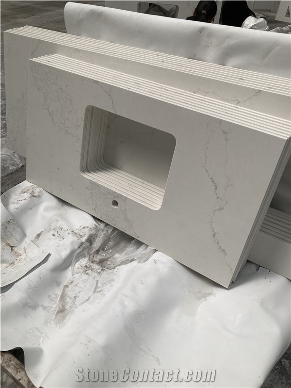 Calacatta White Quartz Bathroom Vanity Tops